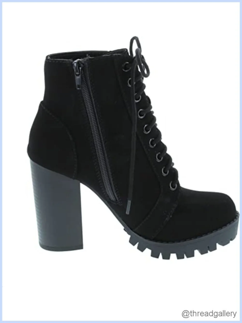 Fashion Lace Up Military Inspired Ankle Boot with Stacked Heel